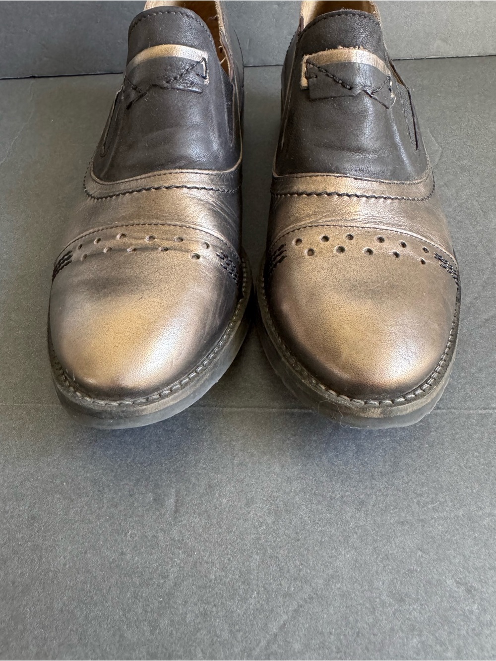 Casta Loafers Metallic Leather Shoes Slip On Vintage Style 39 - Picture 4 of 13